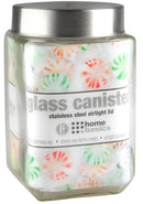 1 of 3:Home Basics 56 oz. Square Glass Canister with Brushed Stainless Steel Screw-on Lid Clear 
