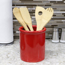 4 of 4:Pot à ustensiles en céramique émaillée Home Basics, rouge 