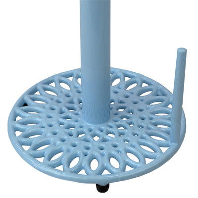 2 of 4:Porte-essuie-tout sur pied en fonte avec barre de distribution latérale, bleu, motif tournesol de Home Basics 
