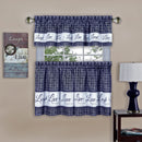 1 of 3:Live, Love, Laugh Window Curtain Tier Pair and Valance Set - 58x24 - Navy 