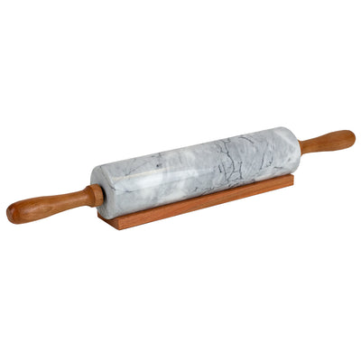 1 of 5:Home Basics Marble Rolling Pin with Easy Grip Handles and Display Stand, White 