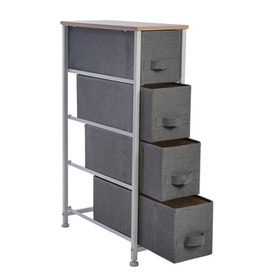1 of 2:Commode de rangement étroite à 4 tiroirs Simplify en gris 