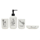 2 of 4:Home Basics Hygiene 4 Piece Dolomite Bath Accessory Set, White 