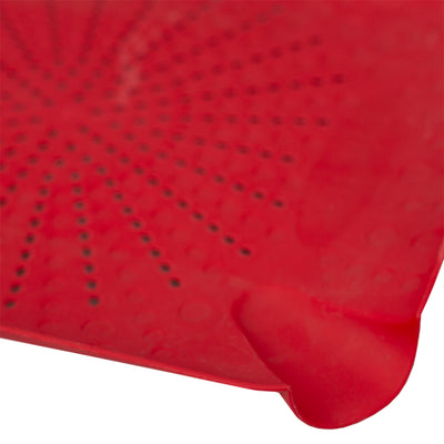 2 of 5:Passoire plate multi-usages pour évier Home Basics, planche à découper pour préparation des aliments, rouge 