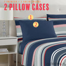 25 of 28:PREMIUS Mateo Soft Wrinkle-Free Microfiber Sheet Set, Blue-Multi-Striped 