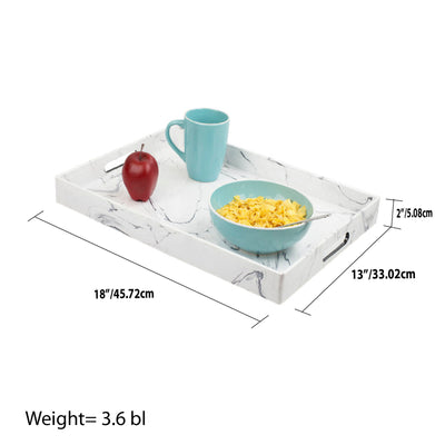 3 of 3:Home Basics Faux Marble Coffee Tray, White, 13x18 Inches 