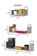 3 of 3:Home Basics Estante flotante de madera (juego de 3), gris 