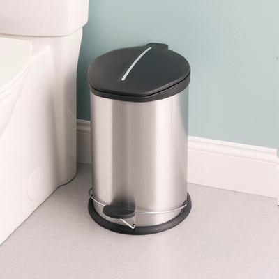 2 of 3:Home Basics 12 Liter Brushed Stainless Steel  with Plastic Top Waste Bin, Silver 