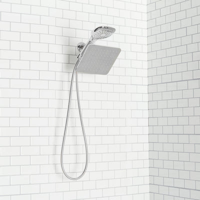 3 of 4:Home Basics Dual Rainfall Chrome Plated Steel Shower Massager, Silver 
