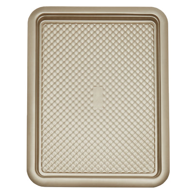 3 of 5:Plaque à biscuits antiadhésive en acier au carbone Aurelia de Home Basics, 32 x 40 cm, dorée 