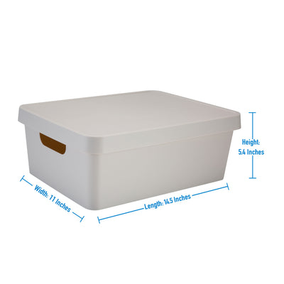 4 of 4:Simplify Caja de almacenamiento Vinto mediana con tapa en marfil 