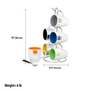 5 of 5:Home Basics Juego de tazas de cerámica de 6 piezas con soporte, café, multicolor 