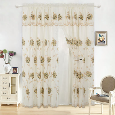 8 of 10:Alice Floral Embroidered Panel With Valance and Backing, 55x84 Inches 
