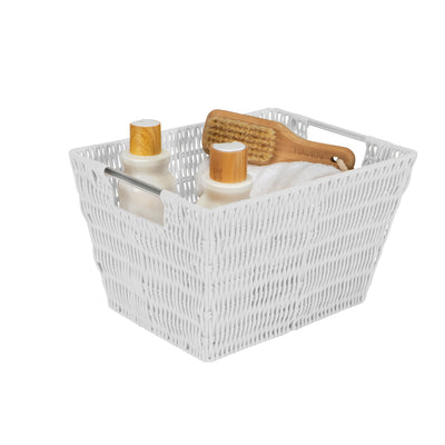4 of 4:Panier de rangement en rotin Simplify de taille moyenne, blanc 