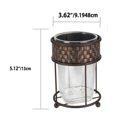 2 of 2:Home Basics Vaso tejido tipo cesta, bronce 