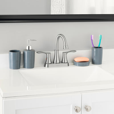 5 of 5:Ensemble d'accessoires de bain Home Basics Horizon 4 pièces, gris 