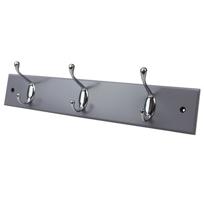 2 of 3:Home Basics 3 Double Hook Wall Mounted Hanging Rack, Grey 