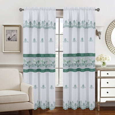 4 of 5:Joanna Floral Macramé Rod Pocket Window Panel With Attached Valance, 55x84 Inches 