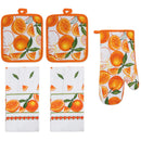 12 of 61:PREMIUS 5 Piece Printed Kitchen Linen Set, 2 Cotton Towels, 2 Pot Holders, 1 Oven Mitt 