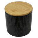 2 of 4:Home Basics Wave Ceramic Canister With Bamboo Lid, Black, Small, 5x5 Inches 