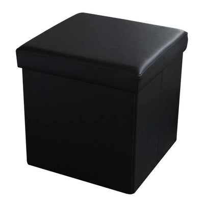1 of 6:Home Basics Faux Leather Storage Ottoman, Black 