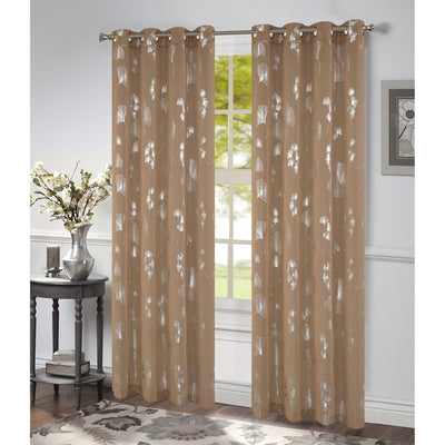 2 of 6:Felicity Ginkgo Leaf Foil Print Sheer Grommet Window Panel, 54x84 Inches 