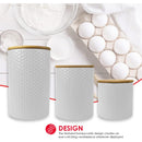 2 of 7:Home Basics 3 Piece Ceramic Canister Set with Bamboo Lids, Honeycomb White 