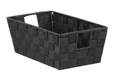 1 of 2:Home Basics Small Polyester Woven Strap Open Bin, Black 