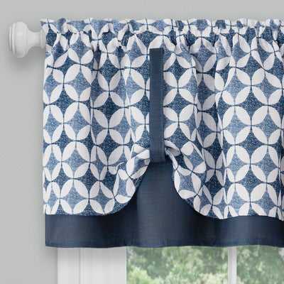 2 of 4:Ensemble de rideaux de fenêtre Callie avec cantonnière et paire de volants - 58 x 24 - Bleu marine 