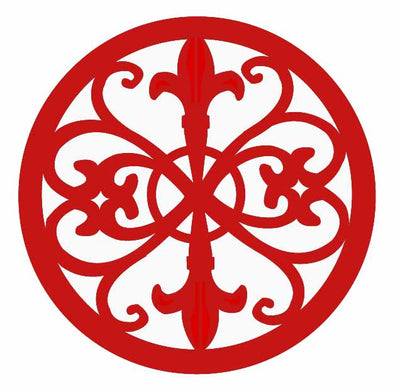 1 of 3:Dessous de plat en fonte Home Basics, collection Fleur de Lis, rouge 