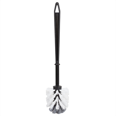 8 of 14:Home Basics Plastic Toilet Brush with Compact Holder, Black 