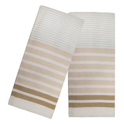 4 of 4:Popular Home - Juego de toallas de cocina Fouta de rayas finas, 2 piezas, 16.0 x 28.0 in 