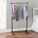 4 of 6:Sunbeam Single Rail Adjustable Rolling Garment and Wardrobe Organizing Rack, Black 