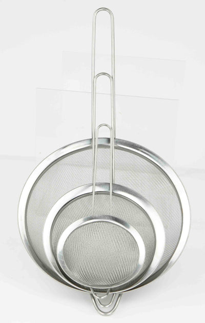 4 of 5:Home Basics 3 Piece Mesh Stainless Steel Strainer Set, Silver 