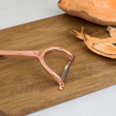 4 of 6:Home Basics Nova Collection Zinc Horizontal Vegetable Peeler, Rose Gold 