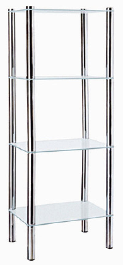 1 of 4:Home Basics Estante esquinero rectangular de vidrio multiusos de 4 niveles, transparente 
