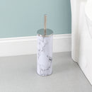 5 of 6:Home Basics Stainless Steel Toilet Brush Holder, White-Marble 