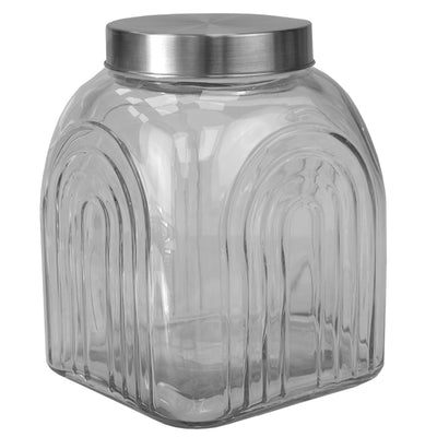 2 of 4:Bocal en verre Home Basics Heritage de 3,5 litres avec couvercle argenté 