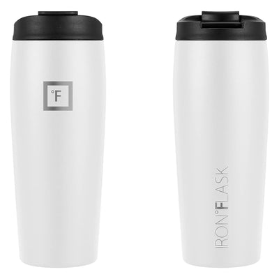 3 of 4:IRON FLASK Nomad Tumbler 2 Lids Straw-Flip Vacuum Insulated Stainless Steel Bottle, Double Walled, Winter White, 20 Ounces 