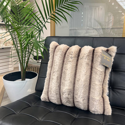 5 of 8:Chinchilla Stripped Faux Fur Throw Pillow, 20x20 Inches 