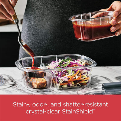 5 of 6:Rubbermaid Brilliance 10-Piece Plastic Meal Preparation Set with Built in Dividers, Clear 