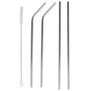 1 of 1:Home Basics 5 Piece Reusable Stainless Steel Drinking Straw Set, Silver 