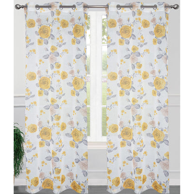 1 of 4:Panneau de fenêtre transparent à œillets Garcia, imprimé roses, 2-38 x 84 pouces 