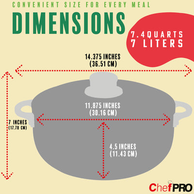 5 of 6:Caldero de aluminio de grado comercial Chef PRO, 7.4 cuartos de galón 