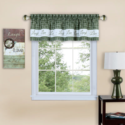 1 of 3:Live, Love, Laugh Window Curtain Valance - 58x14 - Green 