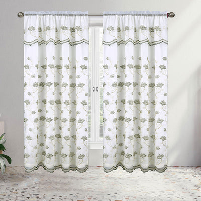 5 of 7:Viola Floral Embroidery Panel with Valance and Backing, 55x84 Inches 