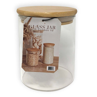1 of 4:PREMIUS Airtight Round Borosilicate Glass Canister with Bamboo Lid 