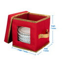 2 of 2:Simplify Holiday Saucer Plate Dinnerware Storage Box with 12 Felt Dividers 