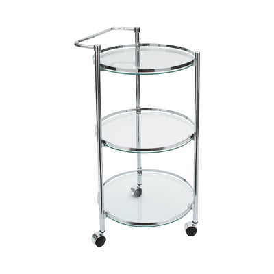 1 of 4:Neu Home Circular Tempered Glass Rolling Serving Cart 