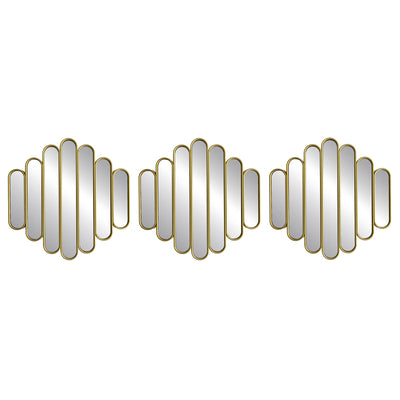 1 of 4:Gatsby Sonic Wave 3-Piece Plastic Wall Decor Mirror Set, 10 Inches, 30 Inches Total 